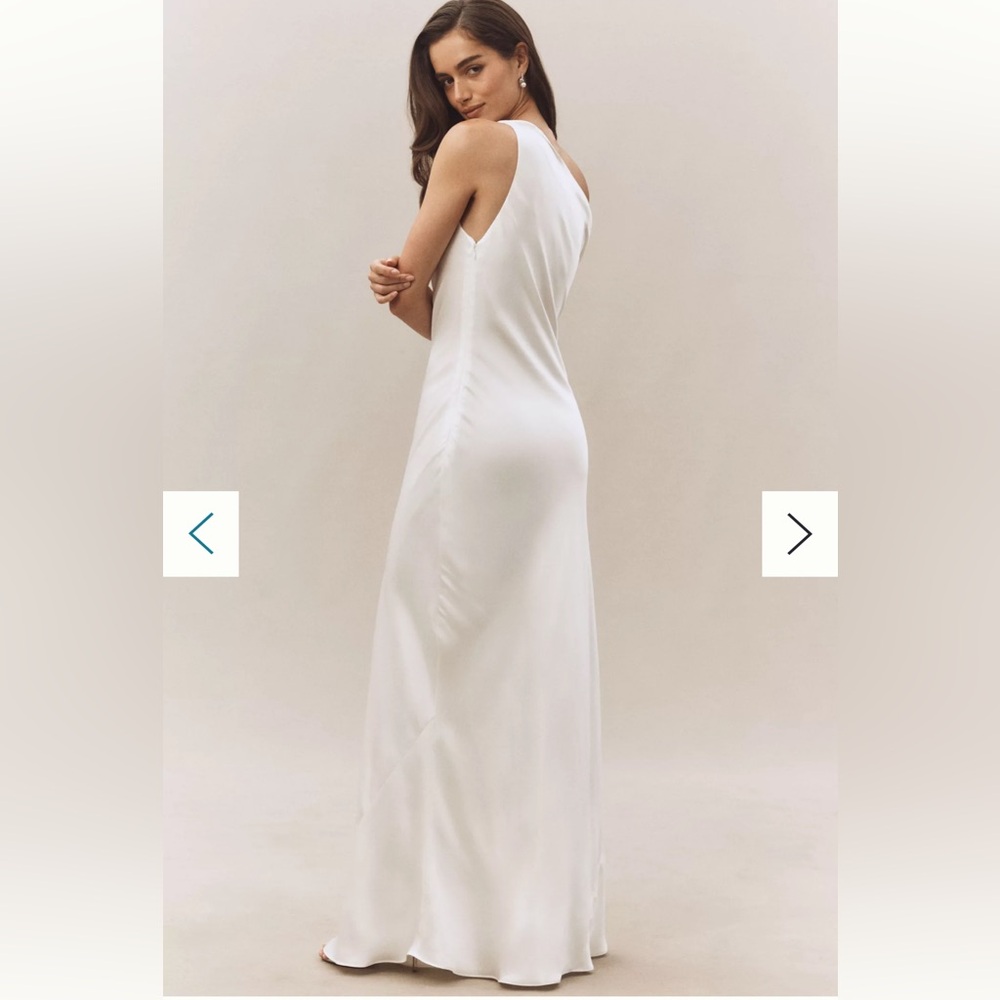 BHLDN Sienna Off-The-Shoulder High-Shine Satin Maxi Dress - Picture 3 of 7